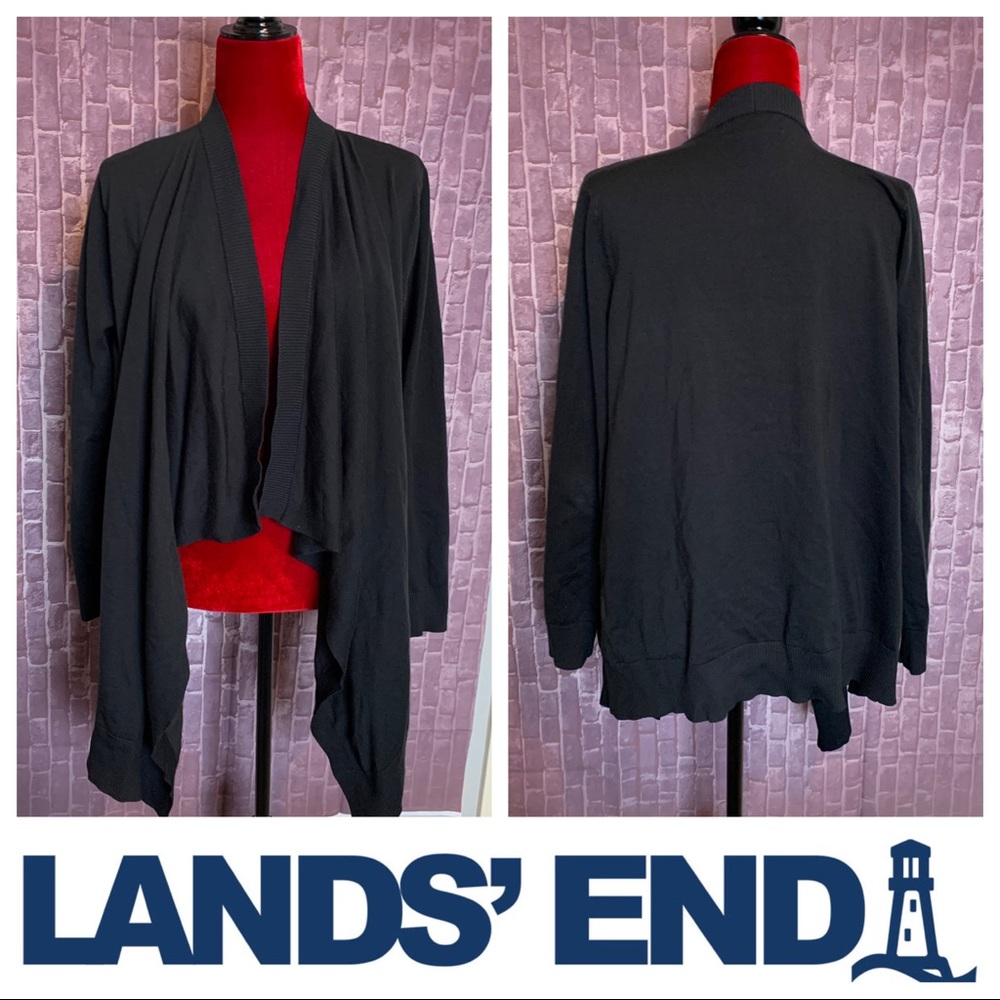 Black Knit Waterfall Open Cardigan